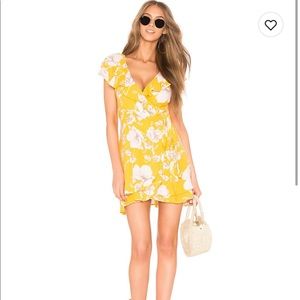 Free People French Quarter Printed Minidress in Yellow Size M